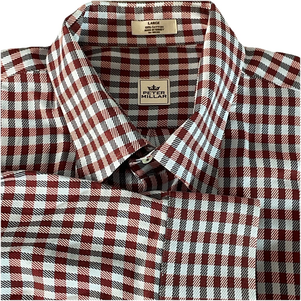 Peter Millar Crown Soft Gingham Checkered Button … - image 1